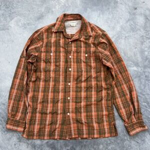 L.L.Bean Camp Shirt Breathable Plaid Nylon Polyester Fishing Outdoors Mens Sz S